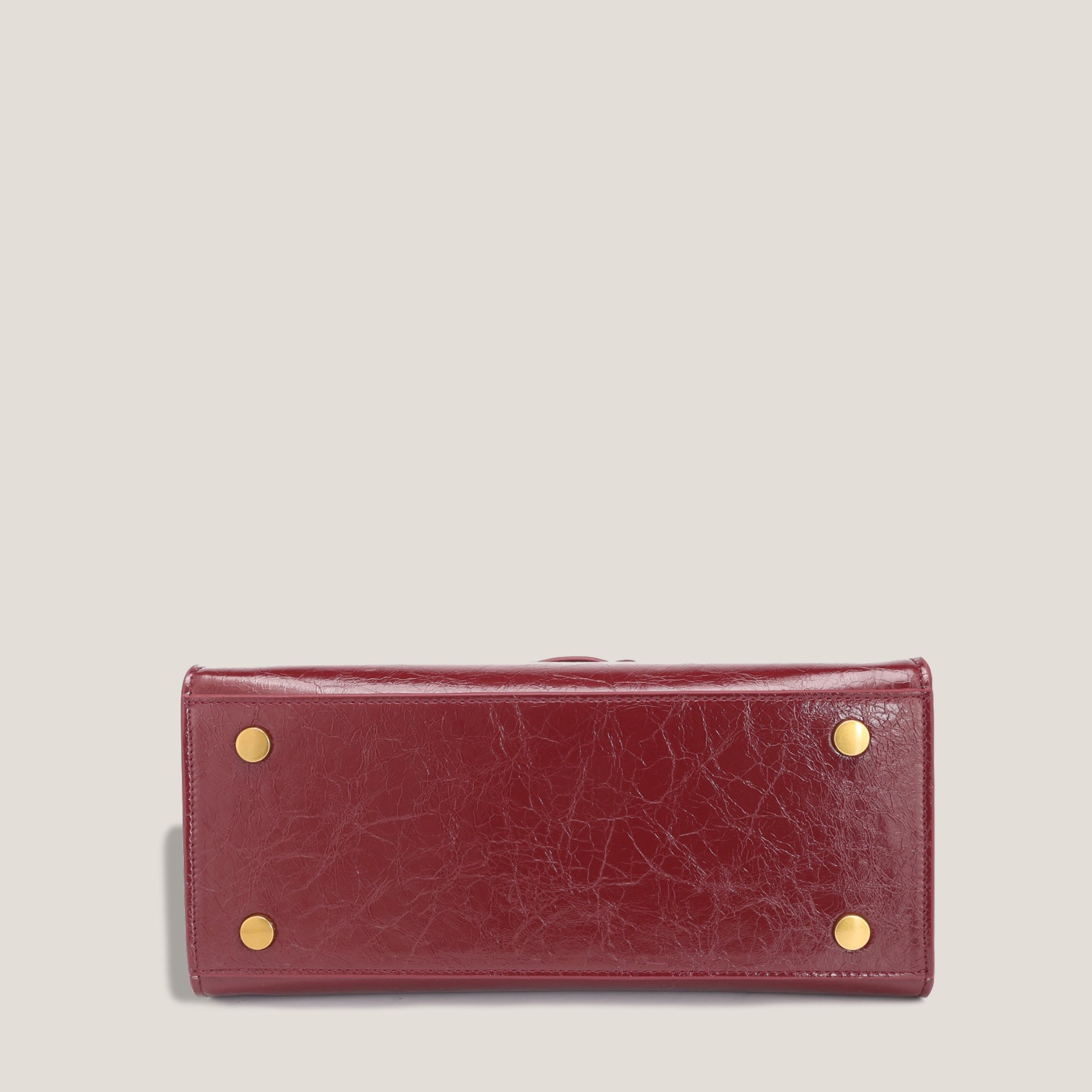THE CARLTON BOW BAG 20cm - BURGUNDY "Crushed Patent"