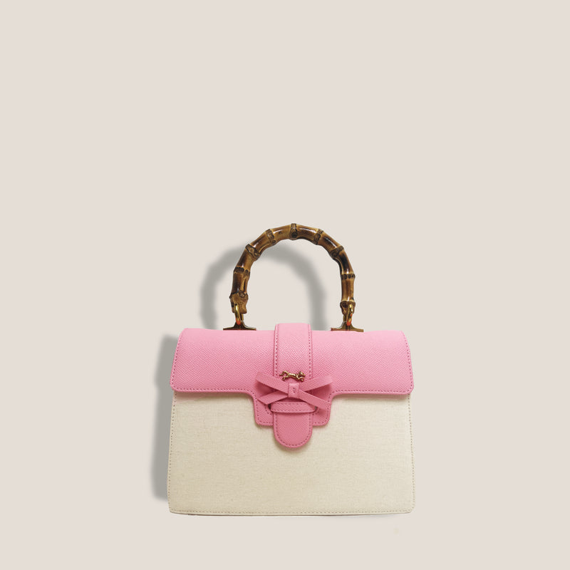 Mme.MINKMME. LITTLE MISS CARLTON BOW  - Canvas Bag in PINK