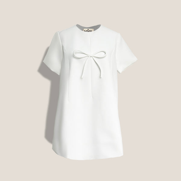 Mme.MINKMME. CARLTON MINI BOW DRESS - BLANC