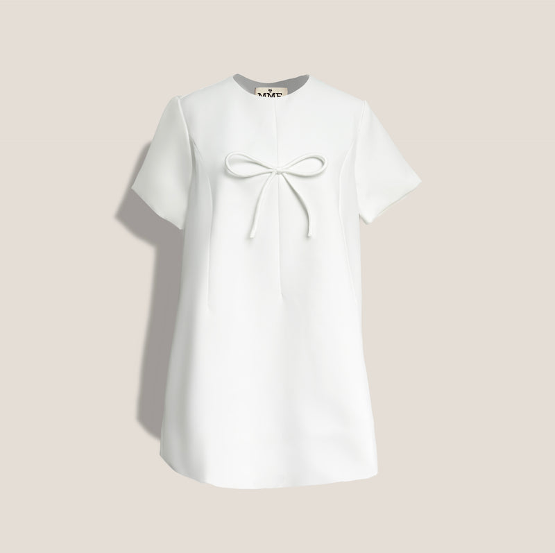 Mme.MINKMME. CARLTON MINI BOW DRESS - BLANC