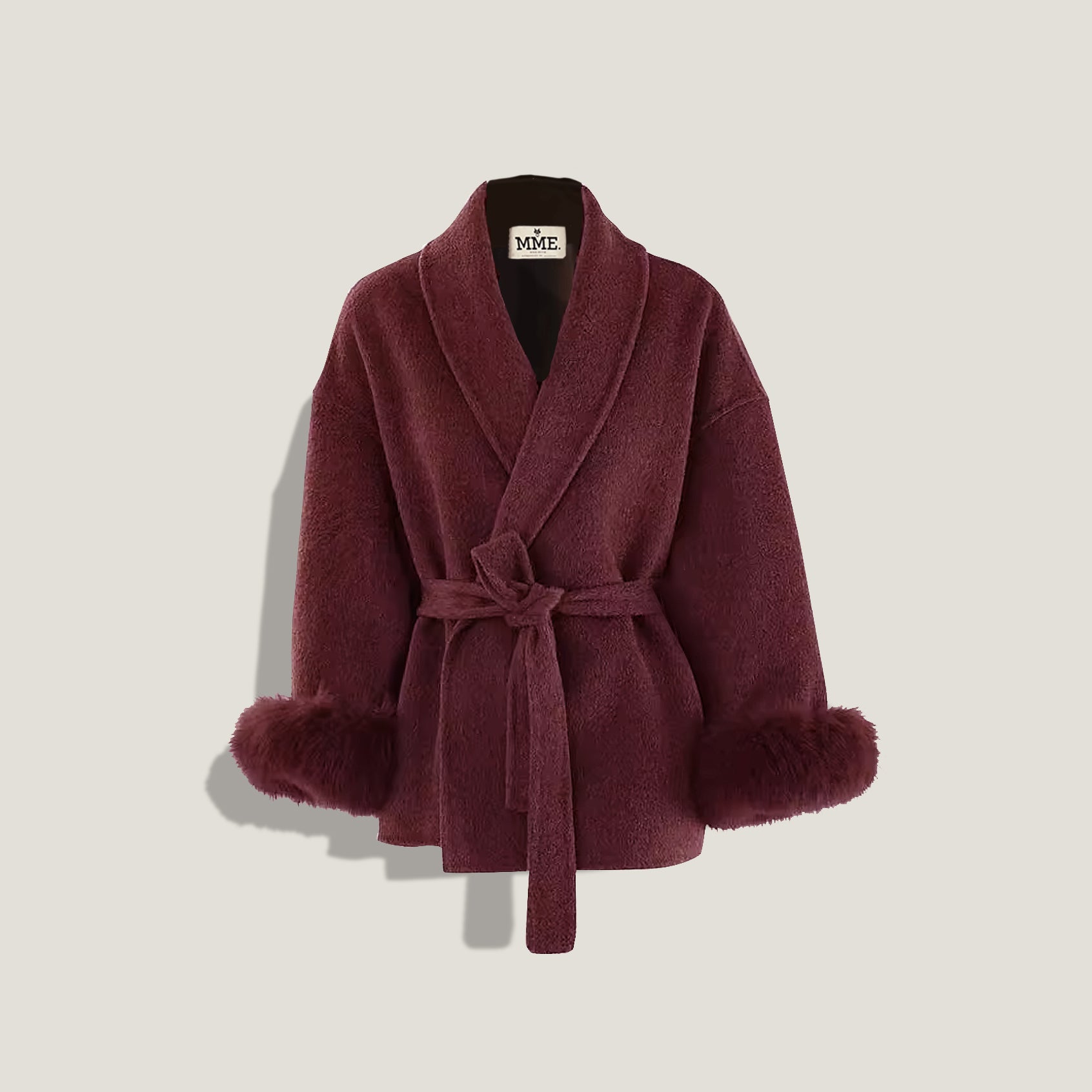 MME. WOOL WRAP COAT - BURGUNDY