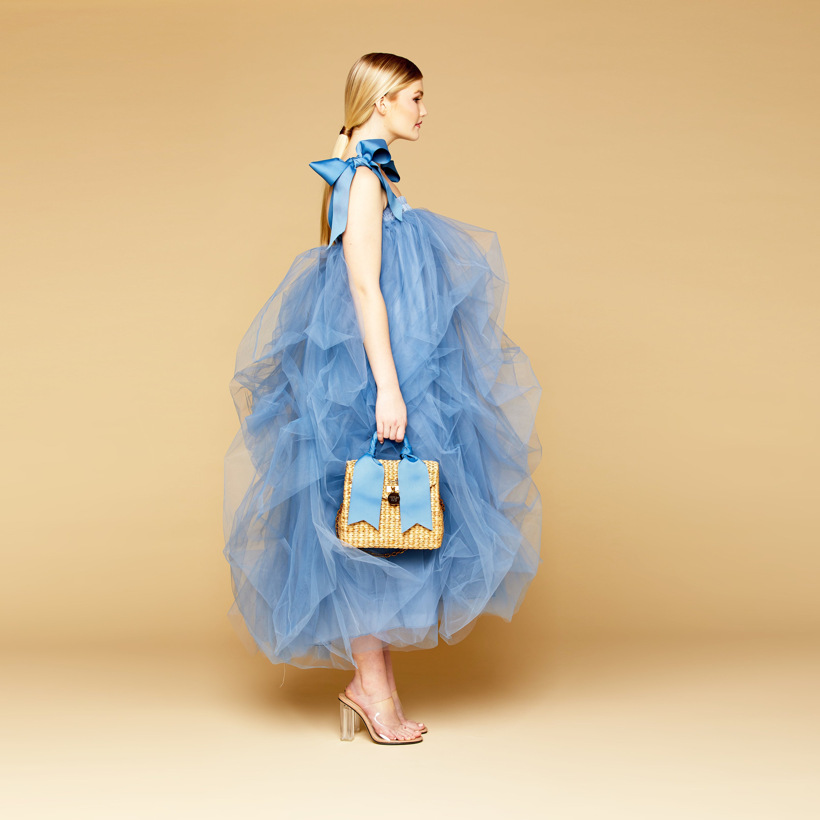 MME. VENDOME TULLE DRESS - CORNFLOWER