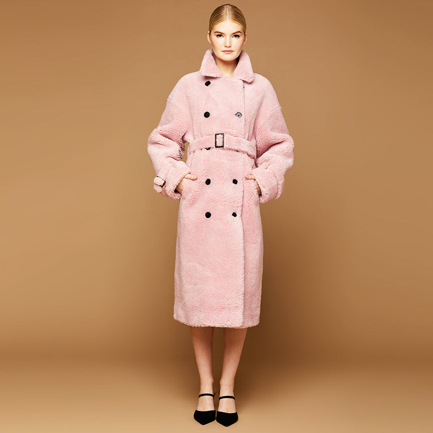 MME. TEDDY TRENCH COAT  - Ice Rose