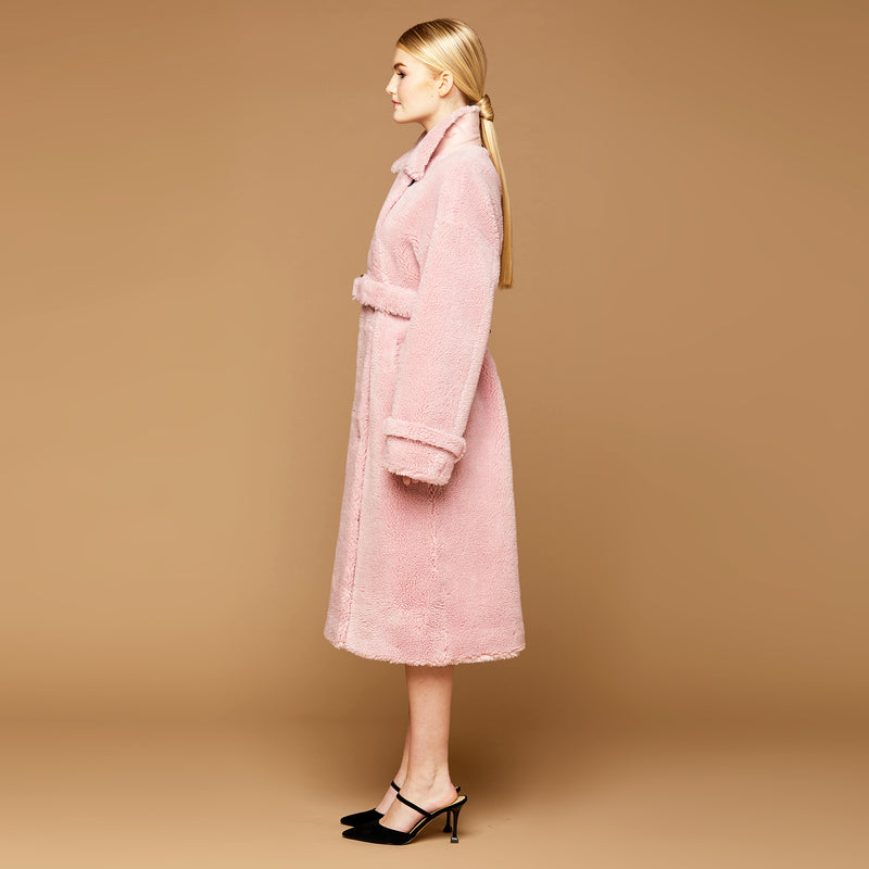 Mme.MINKMME. TEDDY TRENCH COAT  - Ice Rose