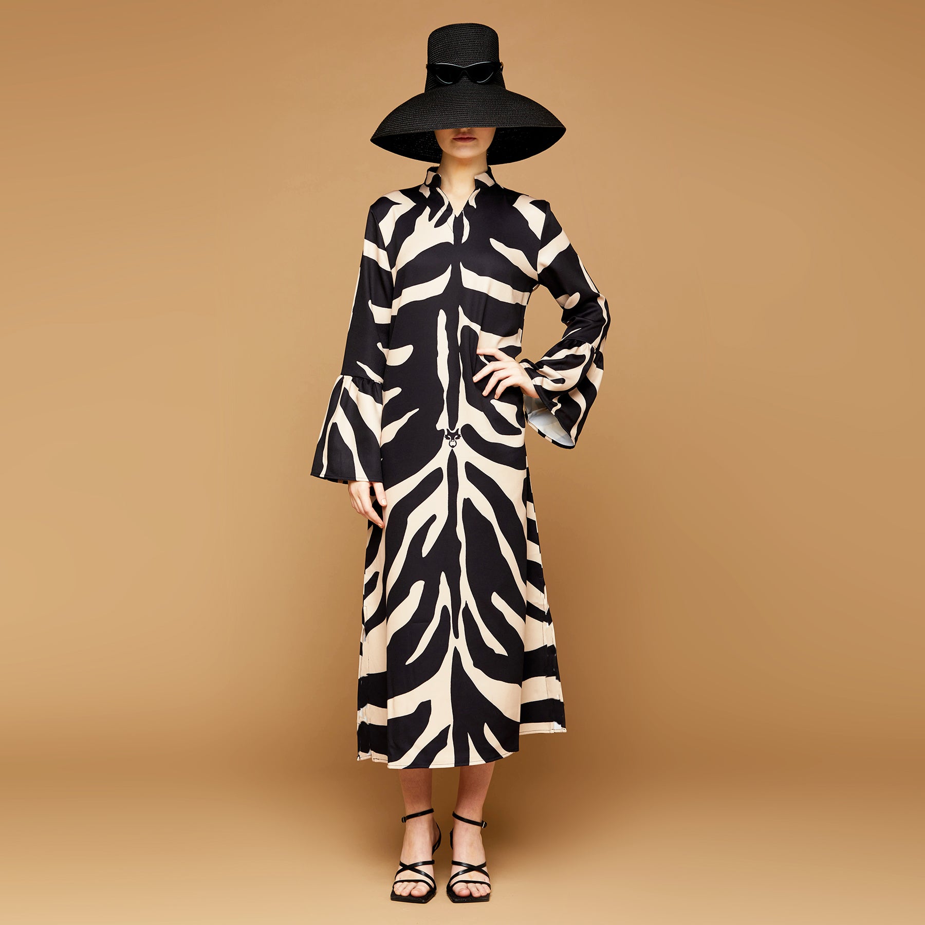 MME. "ZEBRA"  PALM BEACH Dress - NOIR