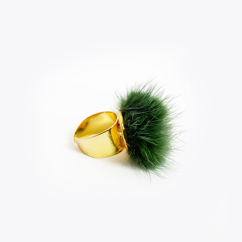 Mme.MINKMME. MINK PUFF RING - GREEN